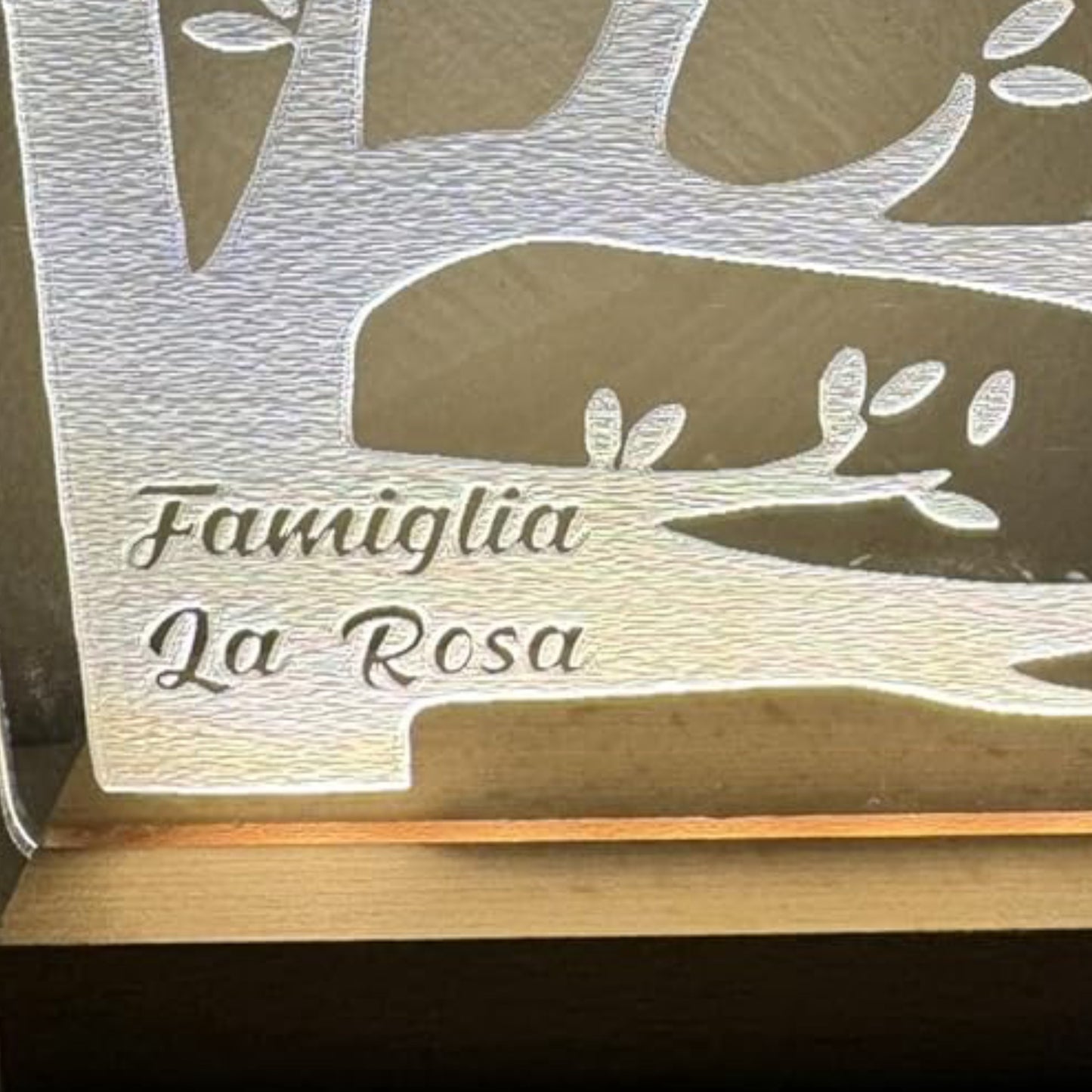 Lampada personalizzata, Nome personalizzato - Albero della famiglia - Lampada led, Base in legno, Natale, Anniversario, Famiglia