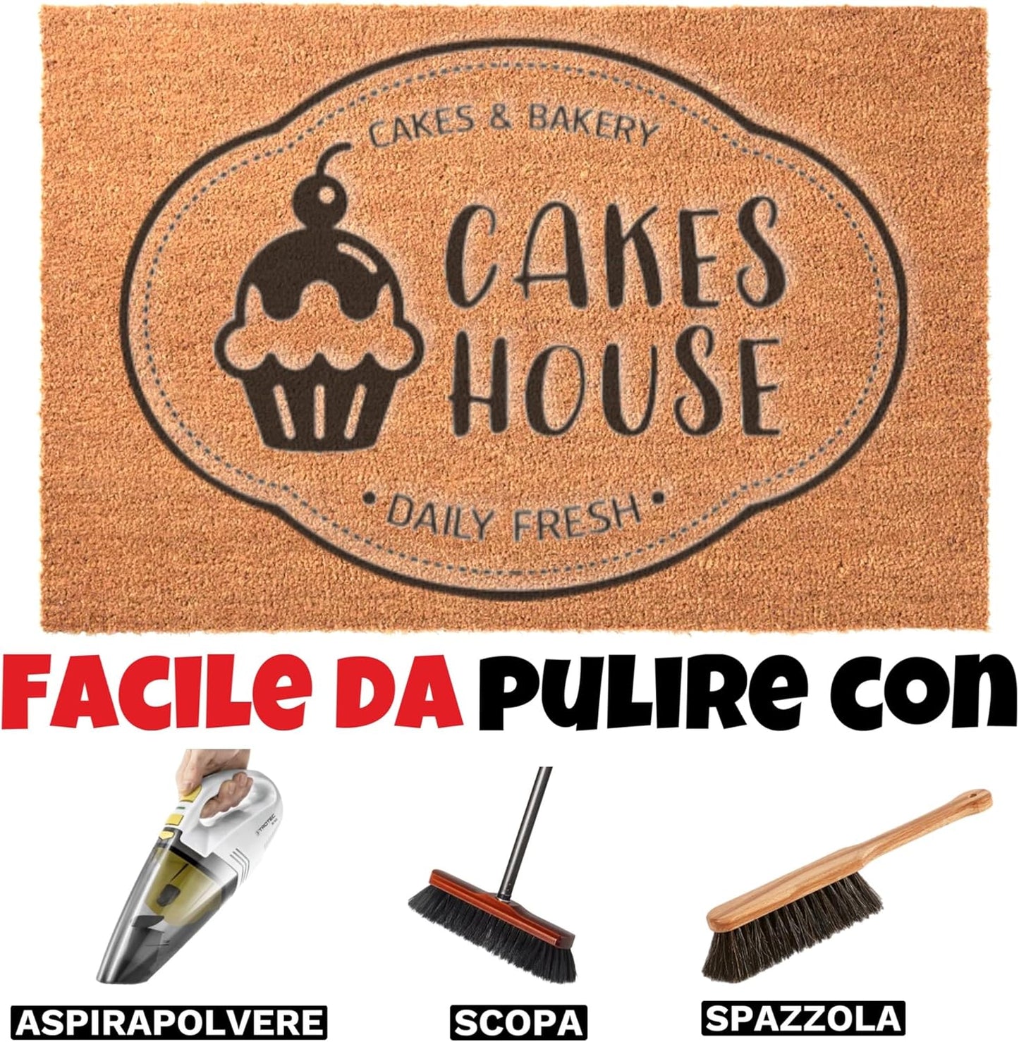 Zerbino Personalizzato in Fibra di Cocco, 40x60 cm, Tappeto Ingresso con Logo e Testo, Spessore 1,6 cm