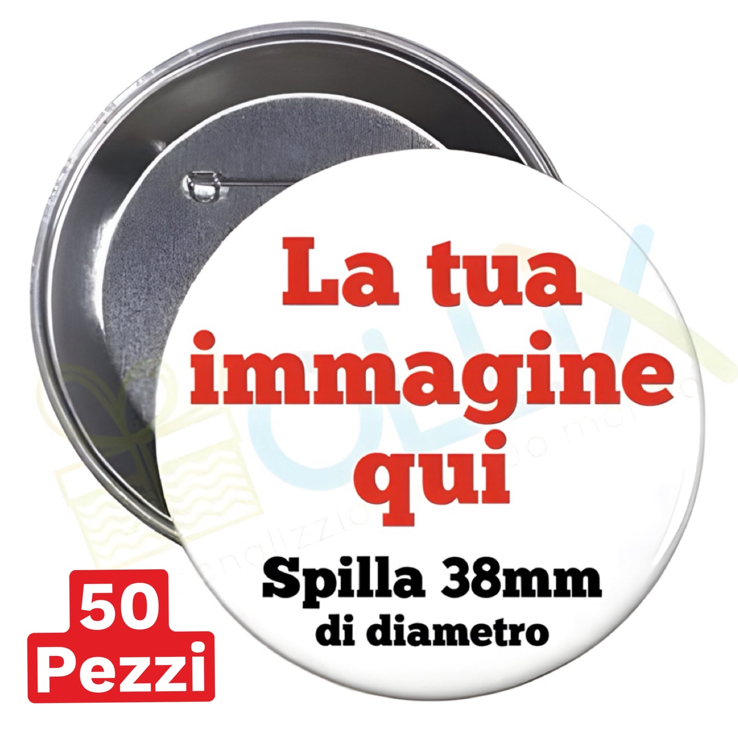 Spille spillette pins rotonde personalizzate con il vostro logo immagine testo diametro 38mm stampa su carta fotografica qualità HD