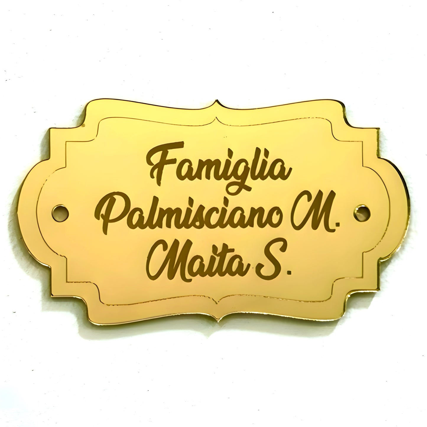 Targa porta ingresso personalizzata con nome o indirizzo targhetta fuoriporta plex specchiato oro