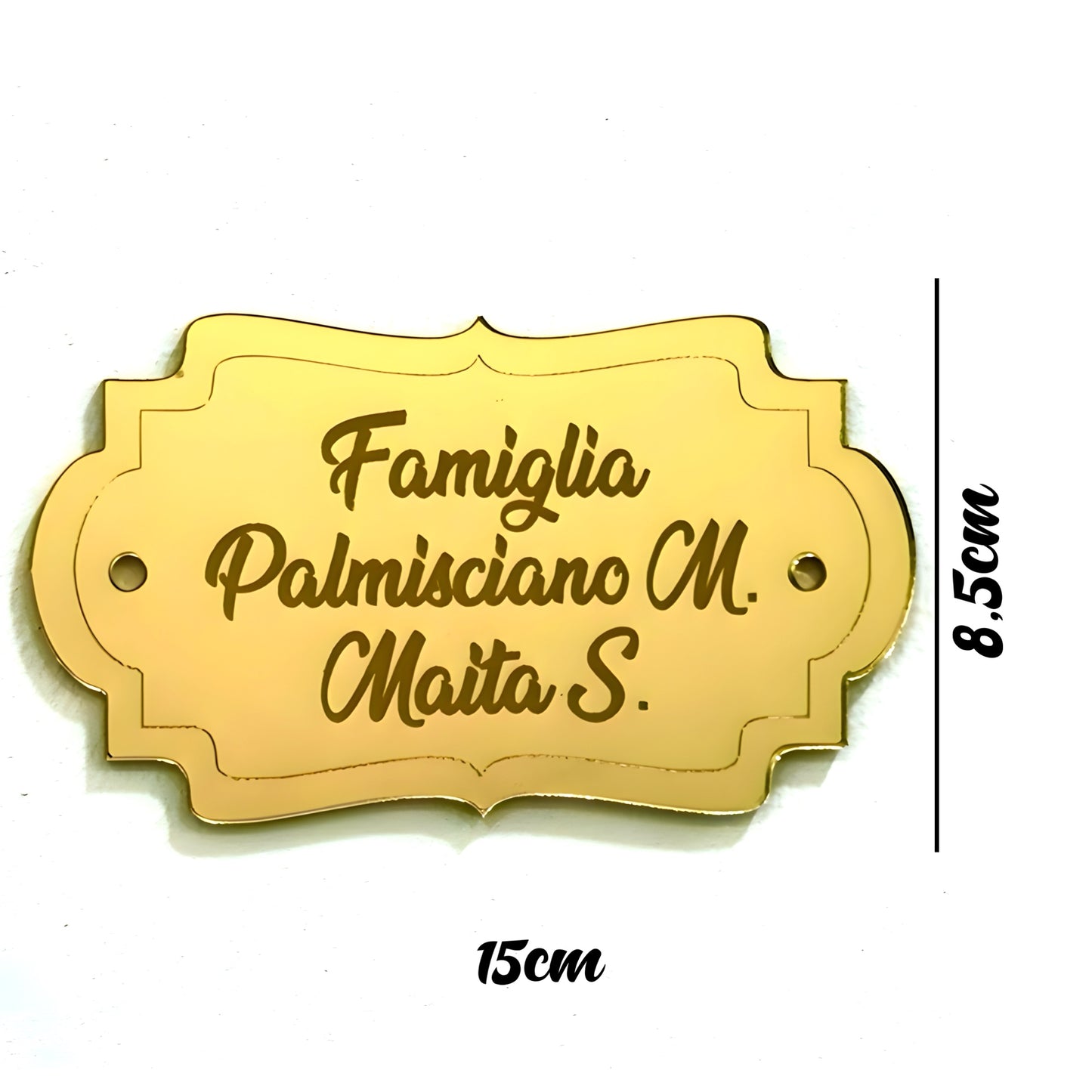 Targa porta ingresso personalizzata con nome o indirizzo targhetta fuoriporta plex specchiato oro