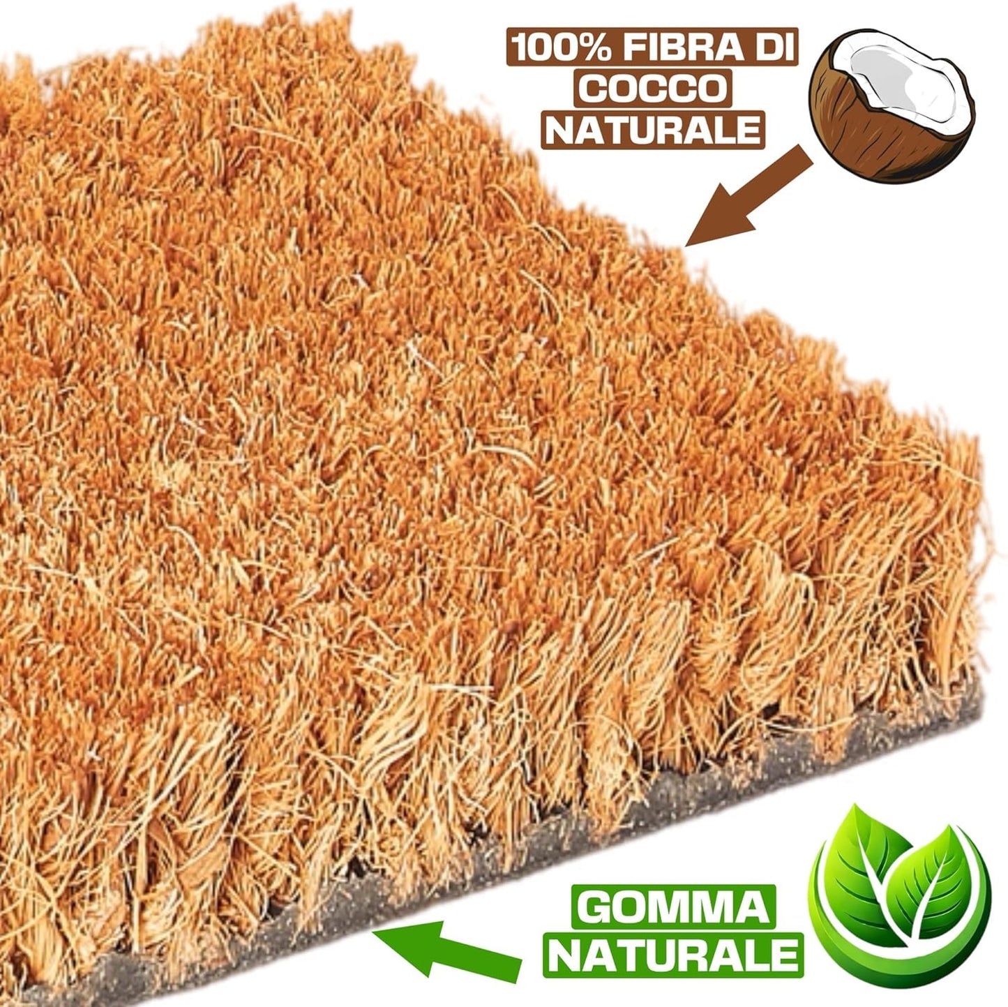Zerbino Personalizzato in Fibra di Cocco, 40x60 cm, Tappeto Ingresso con Logo e Testo, Spessore 1,6 cm